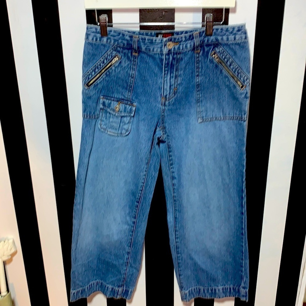 1990s Retro Vintage Y2K Wide Leg Denim Capri Crop Jean Pants Size 4 Woman’s